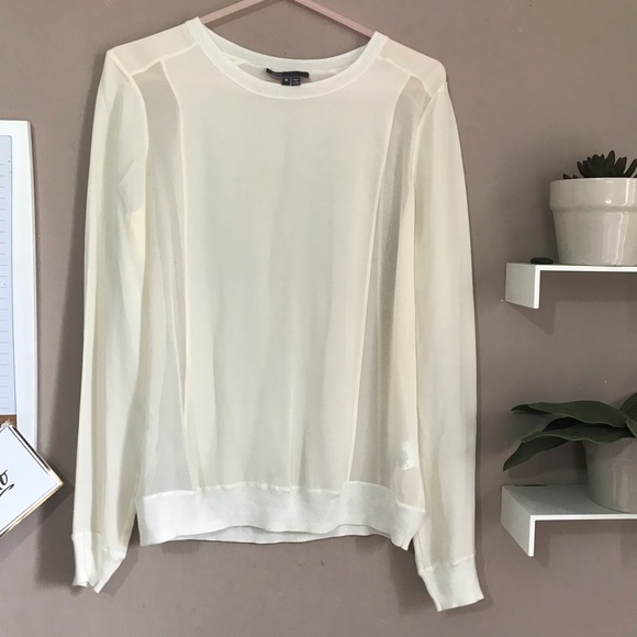 Vince Tops - SOLD Vince Silk Sheer Side Panel Crew Neck Sweater